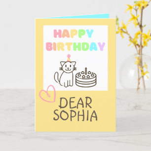 Cálida tarjeta de cumpleaños feliz para gato amari