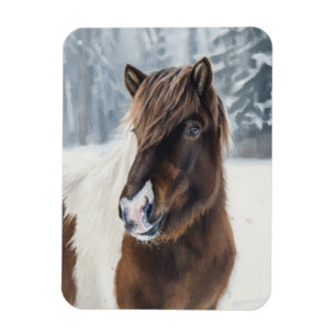 Calidez Invernal – Imán de Acuarela de Caballo Isl