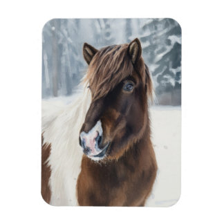 Calidez Invernal – Imán de Acuarela de Caballo Isl