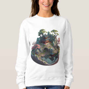 Cálido Chino Fantasy 3D Paisaje Sudadera básica