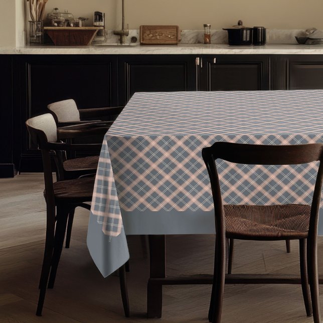 Cálido mantel de coral de arcilla para la cena (Warm Peach Coral Plaid Tablecloth for Dining)