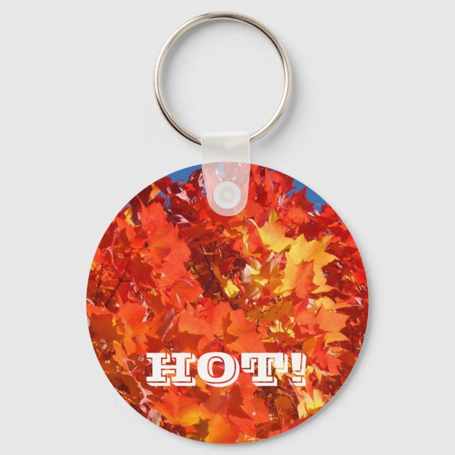 ¡CALIENTE! Llaveros Rojo Naranja Amarillo Hojas de (Anverso)