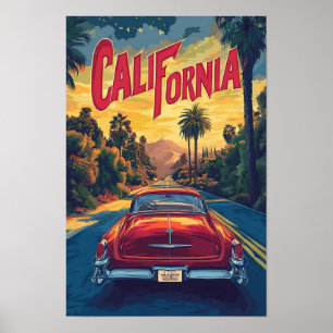 California EE. UU. Arte Ilustración Vintage Viajes