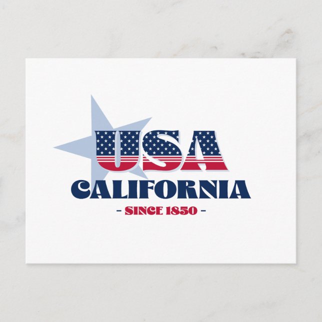 California en la postal roja, blanca y azul (Anverso)