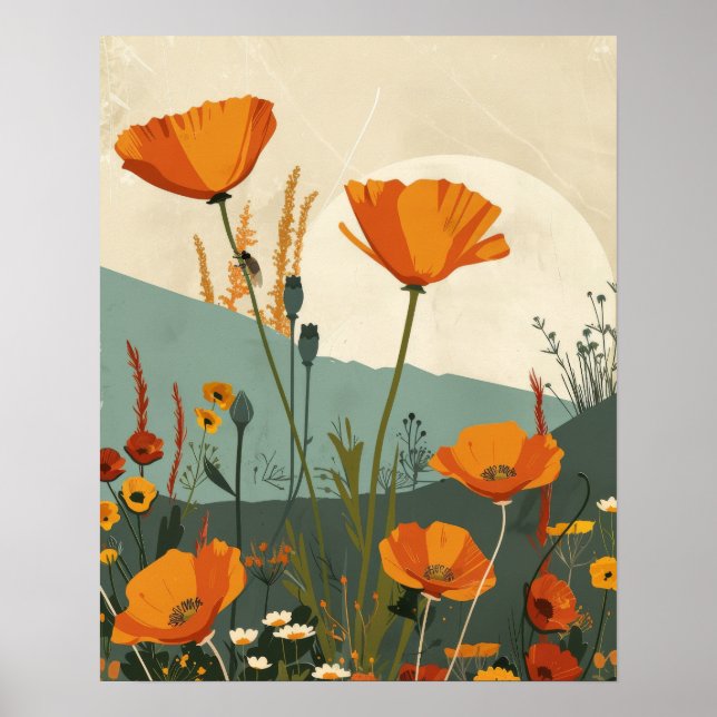 California Poppies Original Resumen Poster de Arte (Frente)
