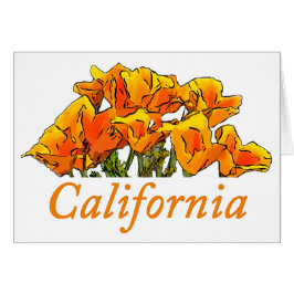 California Poppy Art, texto "California" Notecard