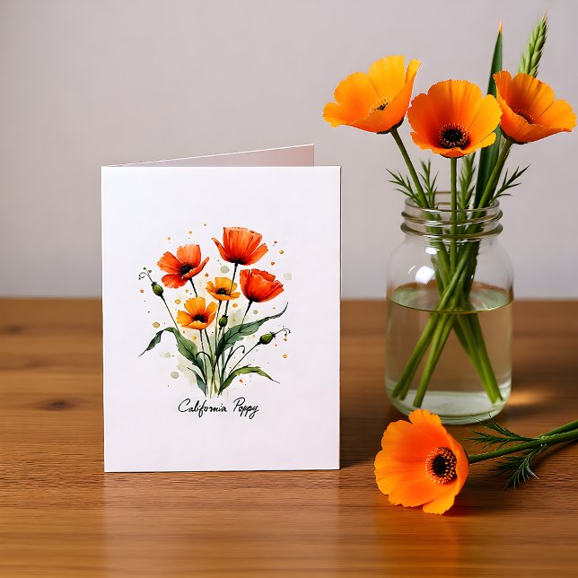 California Poppy Floral Blank Note Card (Subido por el creador)
