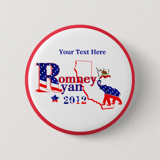 California Romney y botón de Ryan 2012 - (Anverso)