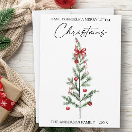 Caligrafía Acuarela Árbol de Navidad Lazo Rojo