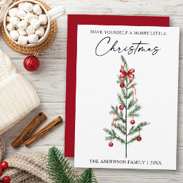 Caligrafía Acuarela Lazo Rojo Árbol de Navidad