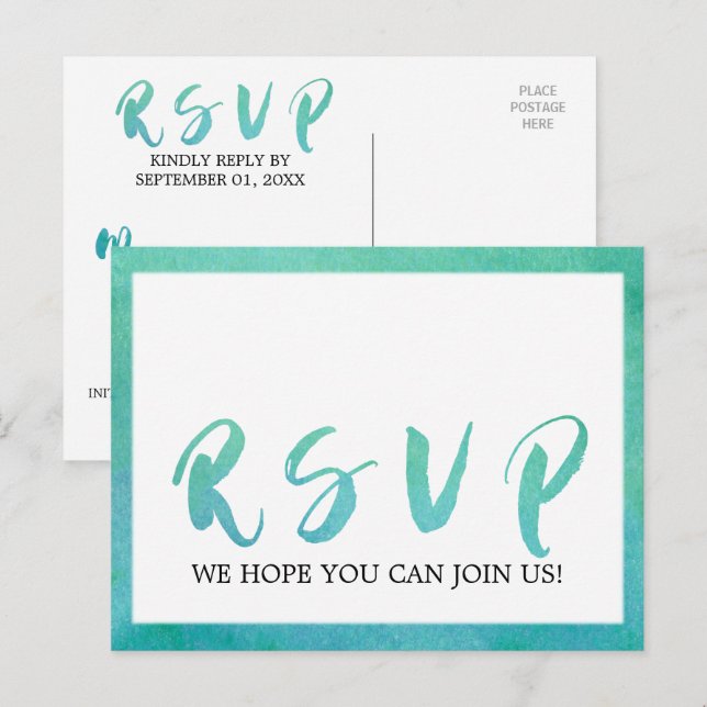 Caligrafía acuática Menú de playa Elección RSVP (Anverso / Reverso)