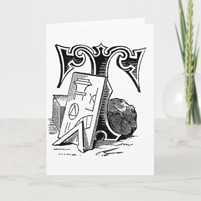 Caligrafía antigua Símbolos masónicos Letra T (Anverso)