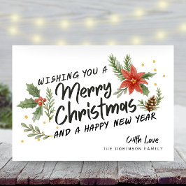 Caligrafía botánica Feliz Navidad No Foto