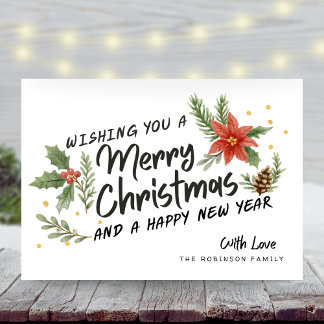 Caligrafía botánica Feliz Navidad No Foto