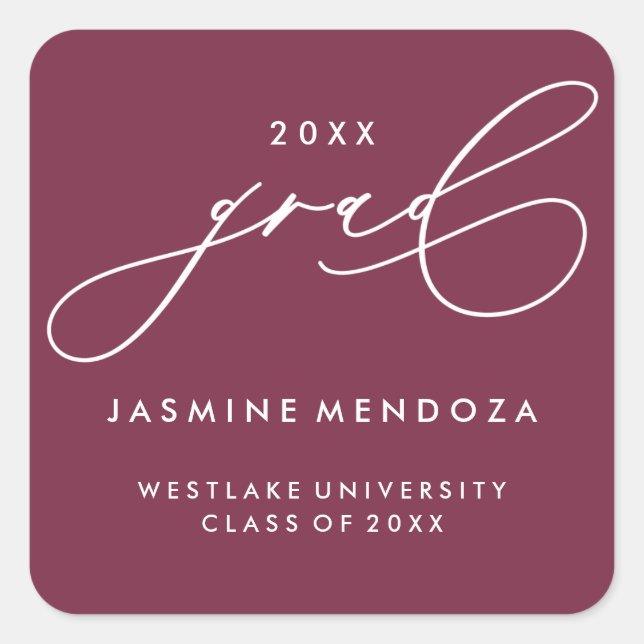 CALIGRAFÍA CAPRICHOSA SIMPLE PEGATINA DE GRADUACIÓ (Anverso)