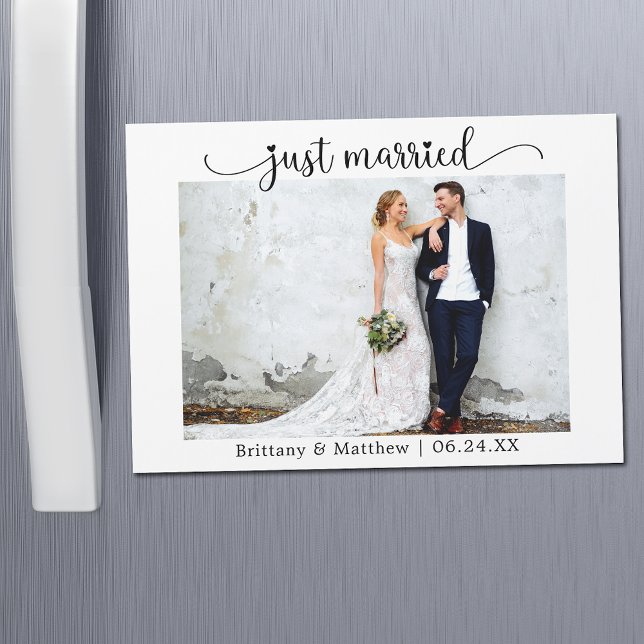 Caligrafía cardíaca sólo tarjeta magnética Boda ca (Customize to change your personalized text size or text style.)