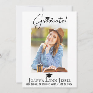 caligrafía casual tres foto Invitación graduada
