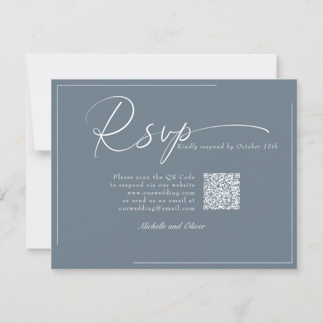 Caligrafía Clásico Moderno Boda Código QR RSVP (Anverso)