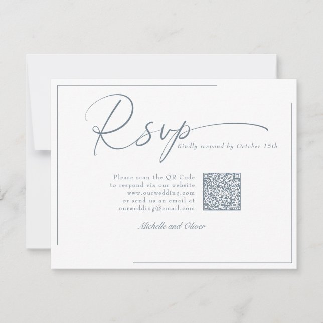 Caligrafía Clásico Moderno Boda Código QR RSVP (Anverso)