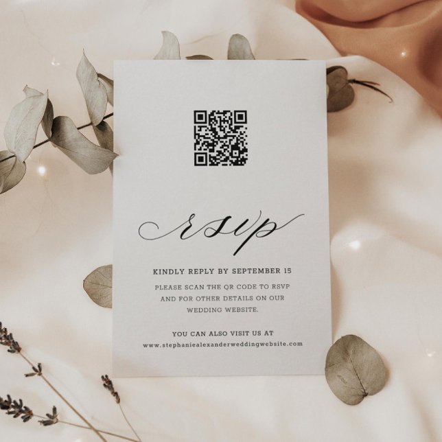 Caligrafía Código QR Boda floral Tarjeta RSVP (Subido por el creador)
