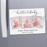 Caligrafía Corazón 3 Foto Hola Tarjeta magnética p<br><div class="desc">Moderna caligrafía simple Minimalista Sencilla Script Heart Hello Baby Photo Magnet Card - 3 Fotos</div>