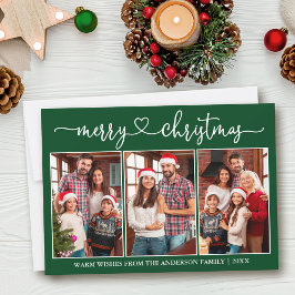 Caligrafía Corazón 3 Foto Verde Feliz Navidad