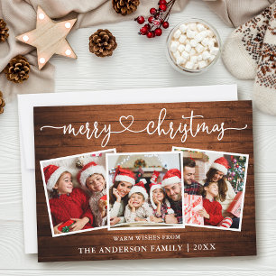 Caligrafía Corazón Feliz Navidad Madera 3 Foto