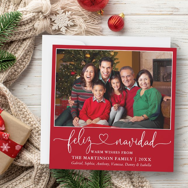 Caligrafía Corazón Feliz Navidad Plaza Roja (Customize to add text to back of card.)