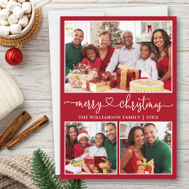 Caligrafía Corazón Feliz Navidad Rojo 3 Foto