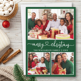 Caligrafía Corazón Feliz Navidad Verde 3 Foto