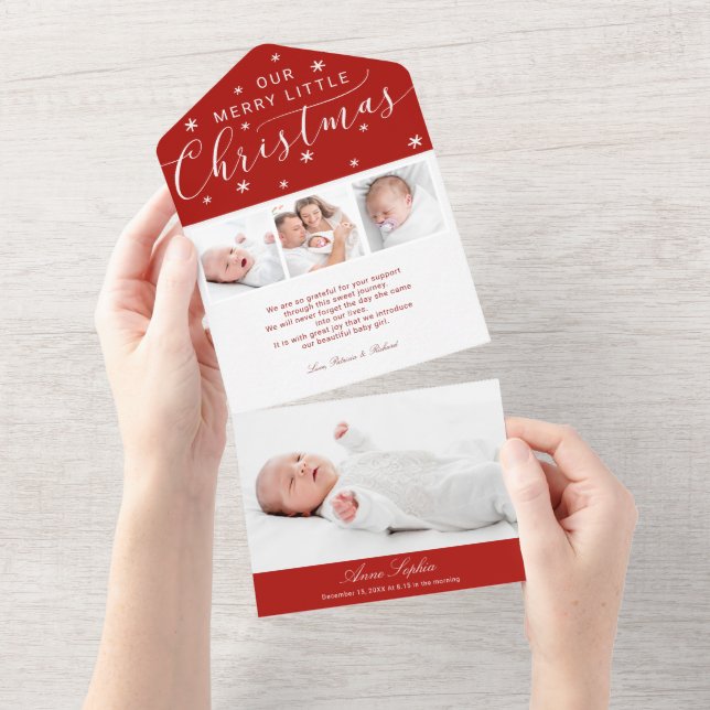 Caligrafía Cute 4 fotos Anuncio de nacimiento (desgarro)