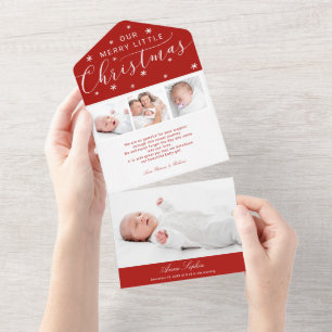 Caligrafía Cute 4 fotos Anuncio de nacimiento