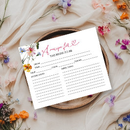 Caligrafía de flores silvestres Tarjetas de receta