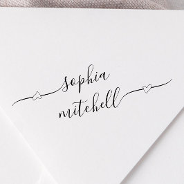 Caligrafía de guión de corazón Nombre Sello de gom