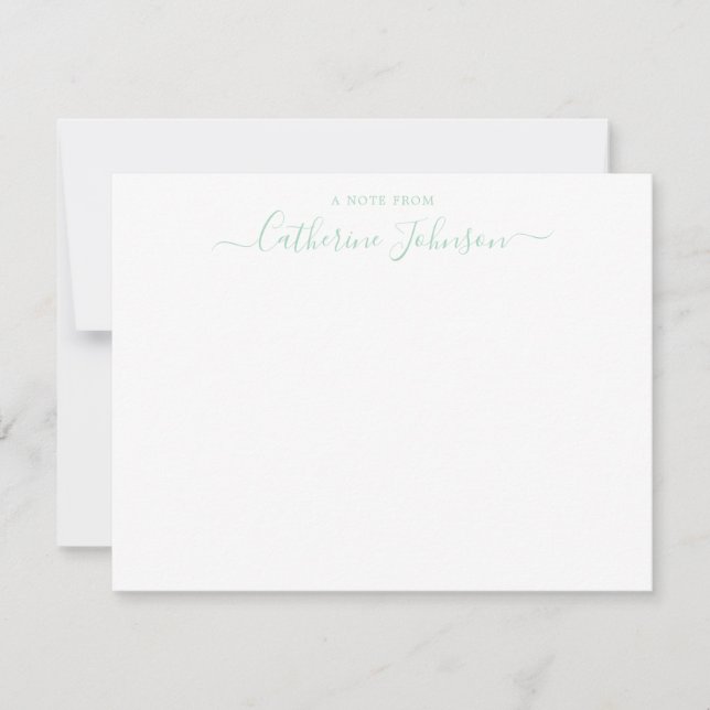 Caligrafía De Guión Elegante Una Nota De Mint Gree (Anverso)