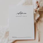 Caligrafía de moda Elegante Tarjeta de Consejos de<br><div class="desc">Esta elegante tarjeta de consejos de boda caligrafía de moda es perfecta para un boda rústico. El diseño, sencillo y elegante, presenta una tipografía de escritura clásica y elegante en blanco y negro. Estas tarjetas son perfectas para un boda, una ducha de novia, una ducha de bebé, una fiesta de...</div>