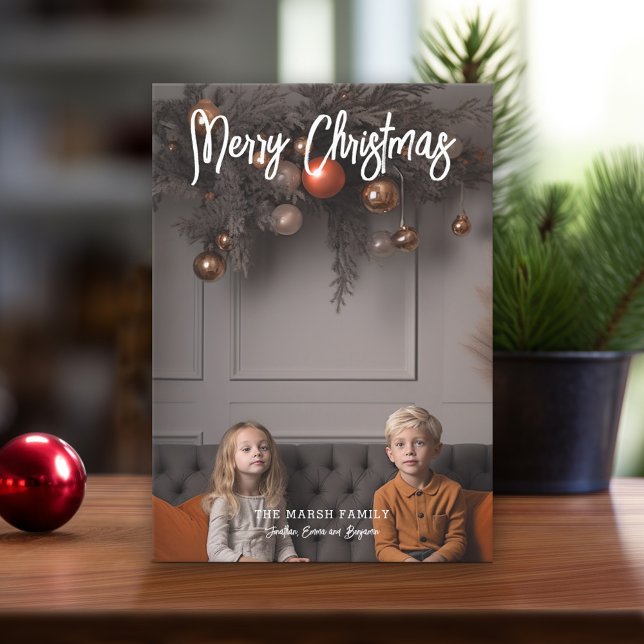 Caligrafía de navidad manuscrita de merry navideña (Modern Christmas Card with Photos)