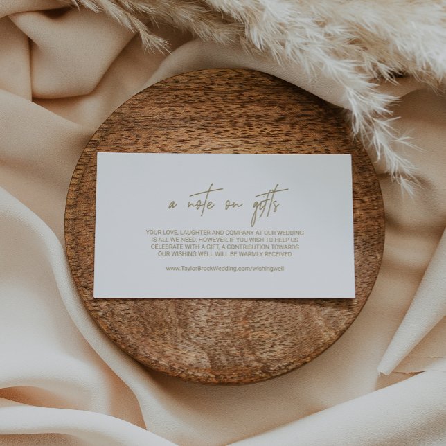 Caligrafía de oro caprichosa Una nota sobre los re (Whimsical Gold Calligraphy A Note on Gifts Enclosure Card)