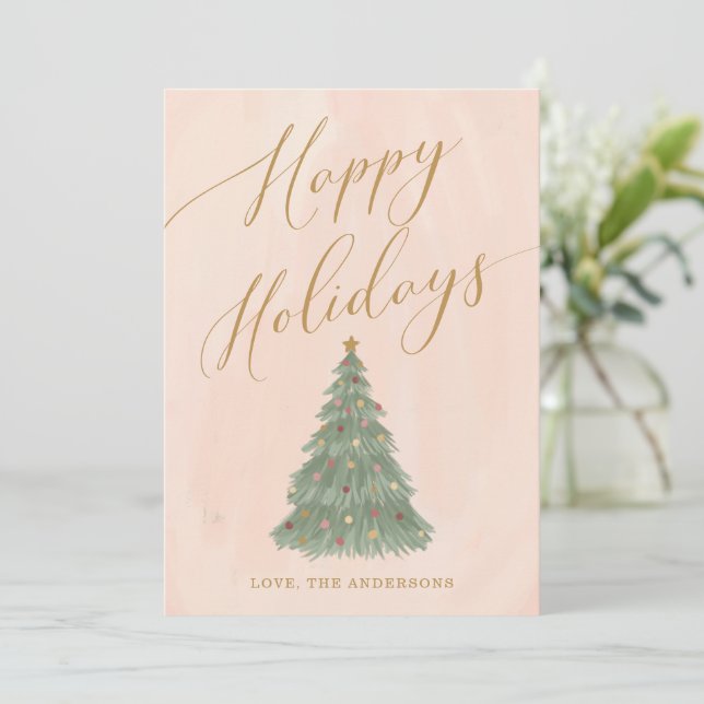 Caligrafía de oro del árbol de Navidad moderno (Anverso de pie)