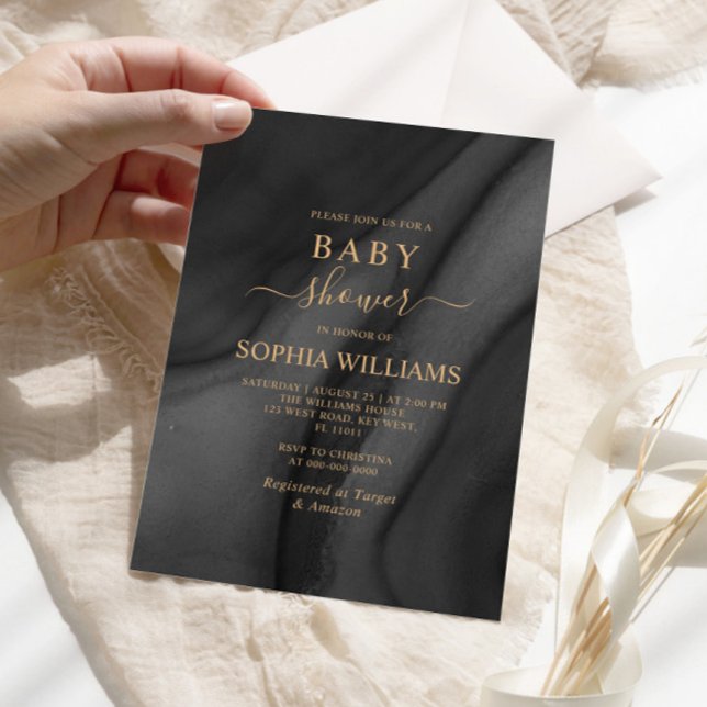 Caligrafía de oro e invitación a Baby Shower en ne (Subido por el creador)