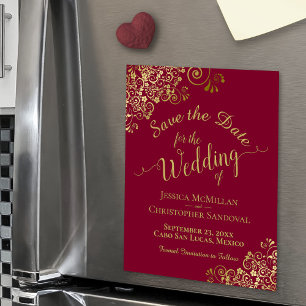 Caligrafía de oro Rojo borgoña salva el imán de la