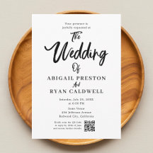 Caligrafía de pincel Código QR Invitación a la bod