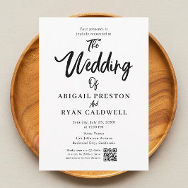 Caligrafía de pincel Código QR Invitación a la bod