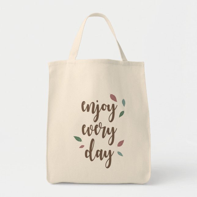 Caligrafía de pluma disfruta cada día bolsa de com (Frente)