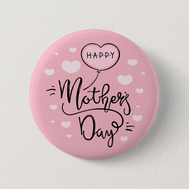 Caligrafía del Día de la Madre Feliz| Botón Pin (Anverso)