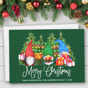 Caligrafía divertida Feliz Navidad Gnomes Verde