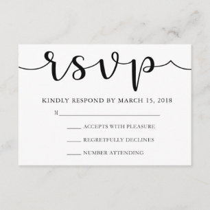 Caligrafía el   simple blanco y negro de RSVP