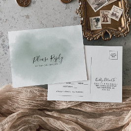 Caligrafía Elección de menú verde y blanco RSVP