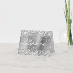 Caligrafía elegante con lámina plateada brillante