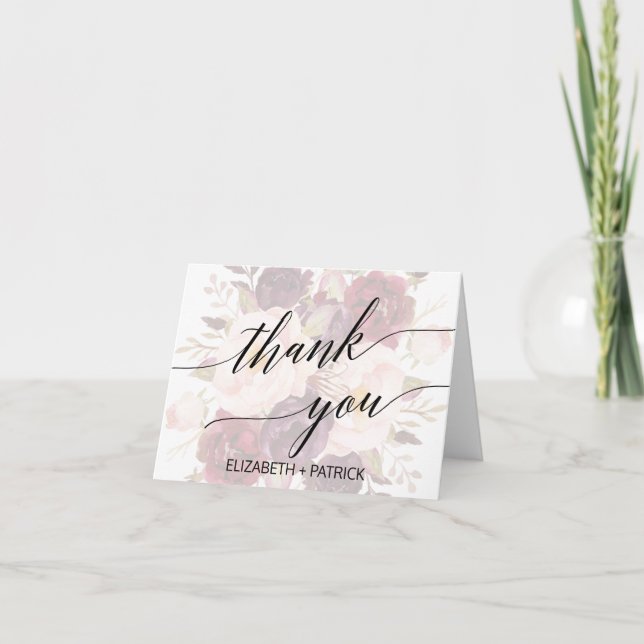 Caligrafía elegante | Tarjeta Floral de agradecimi (Anverso)